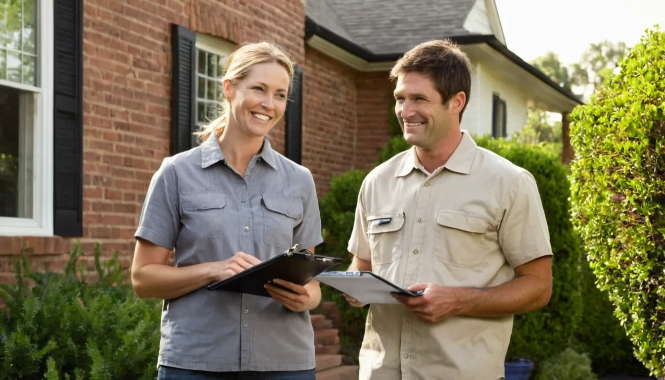 A local pest control provider talking with a homeowner at a Clayton front door